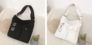 canvas tote bag with pocket and zipper