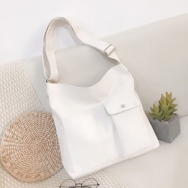 canvas tote bag with pocket and zipper