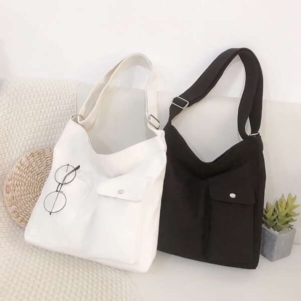 canvas tote bag with pocket and zipper