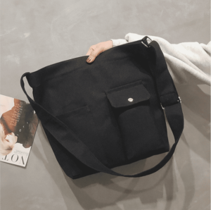 canvas tote bag with pocket and zipper